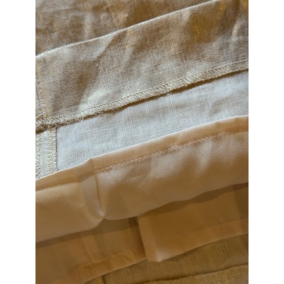 J Crew Dress Women 2 Beige Metallic Gold Linen Shift Mini Lagenlook Preppy - Picture 11 of 13